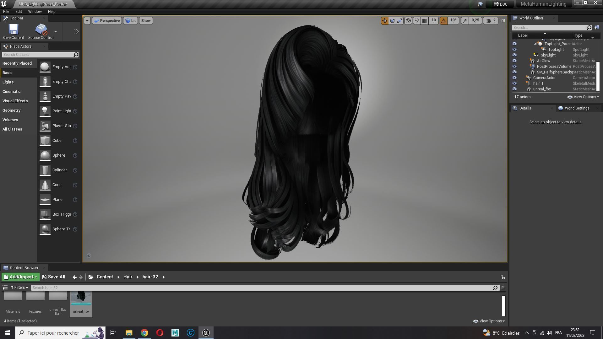 Realistic long hair female Low-poly 3D model_22