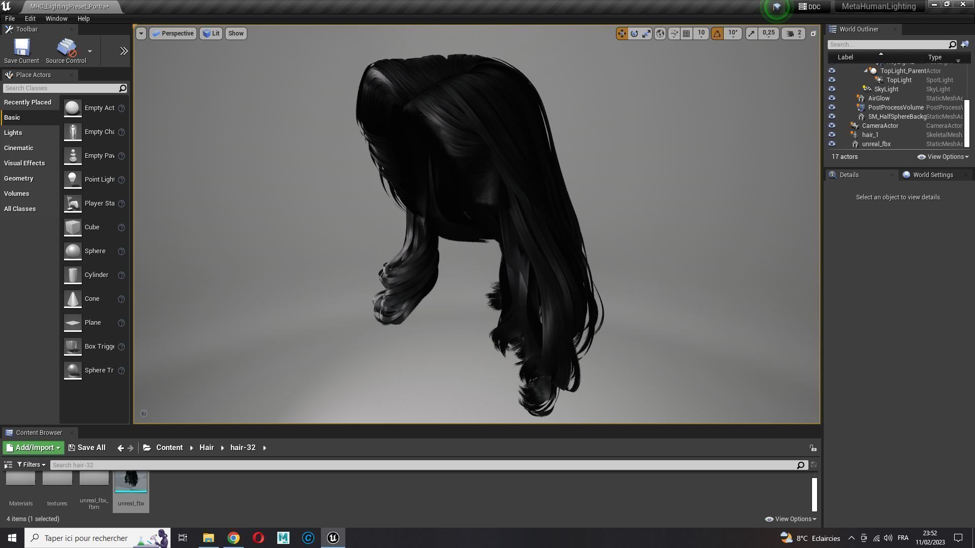 Realistic long hair female Low-poly 3D model_23