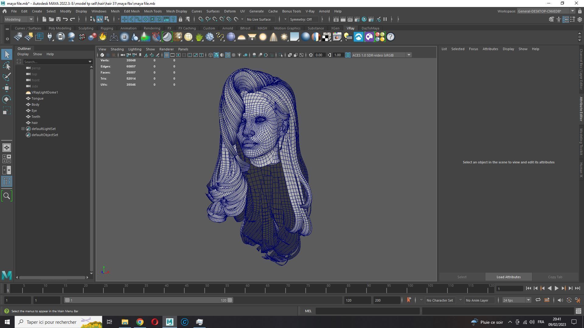 Realistic long hair female Low-poly 3D model_18