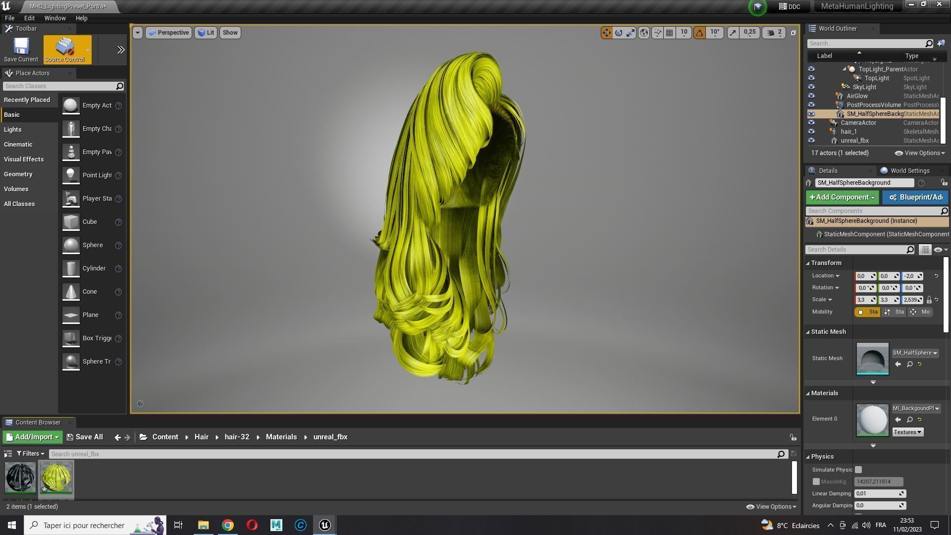 Realistic long hair female Low-poly 3D model_24