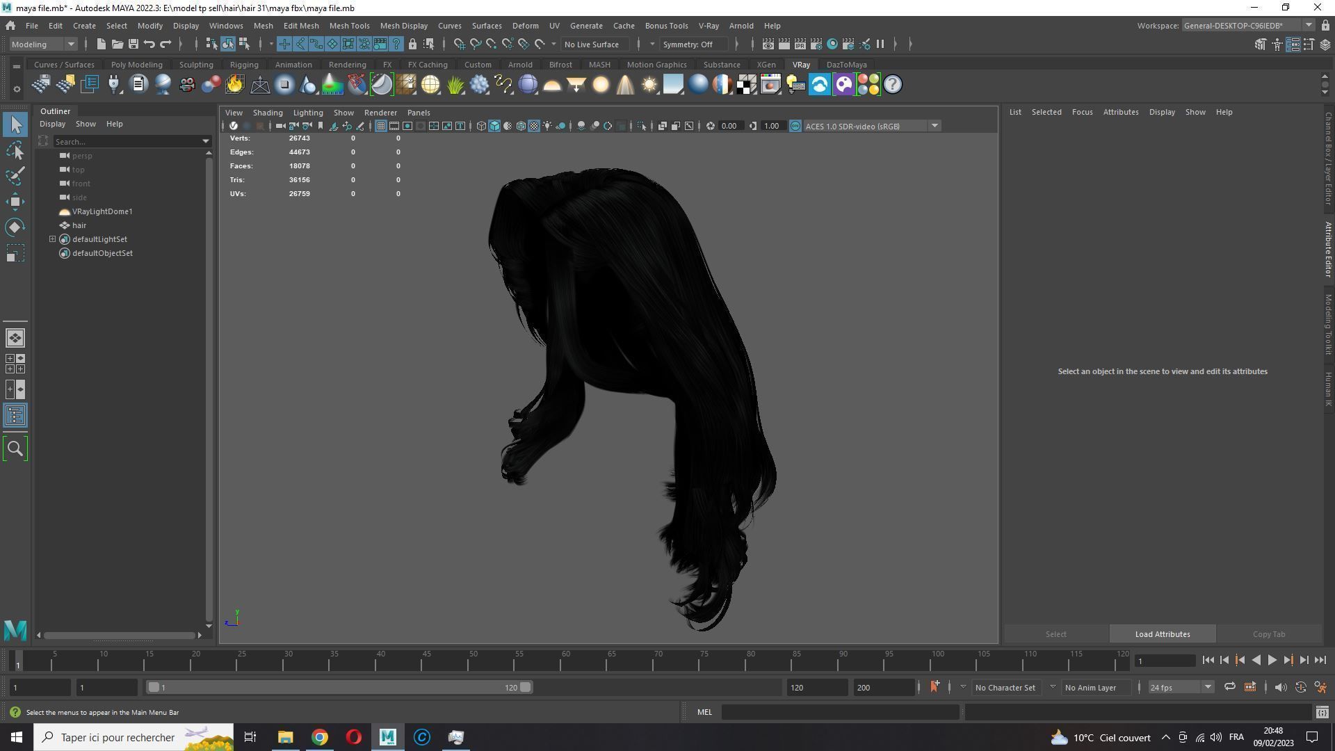 Realistic long hair female Low-poly 3D model_21