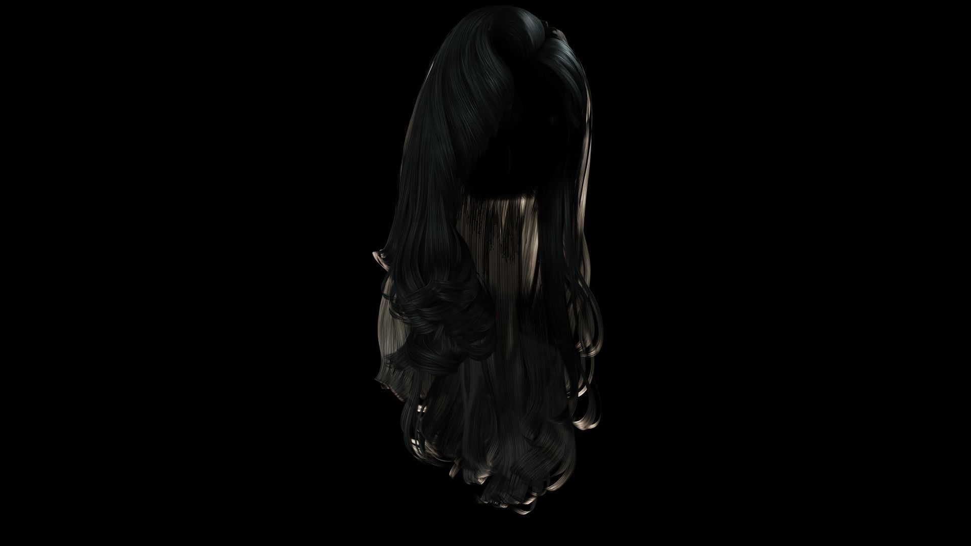 Realistic long hair female Low-poly 3D model_10