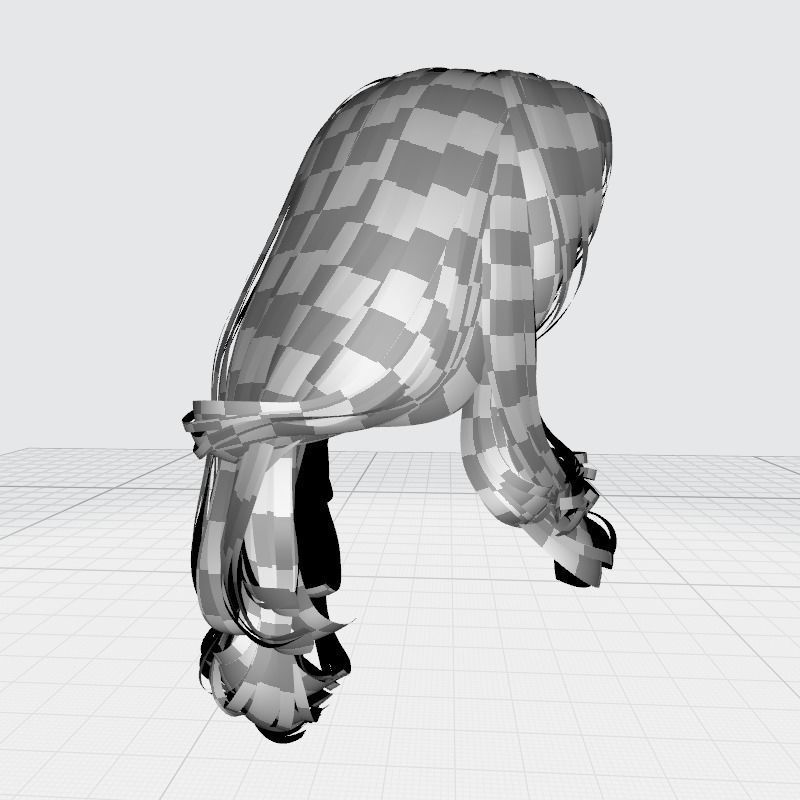 Realistic long hair female Low-poly 3D model_30