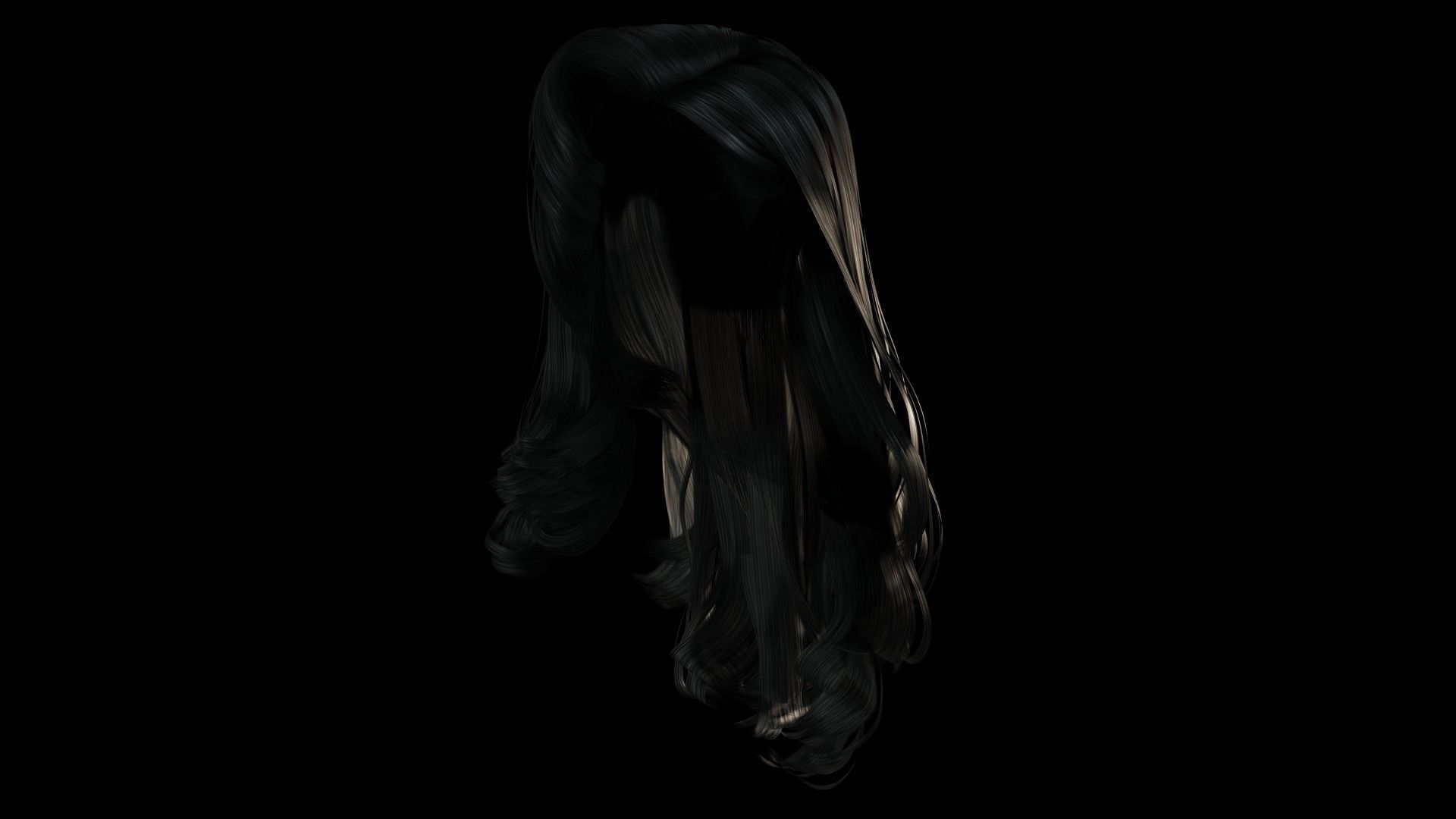 Realistic long hair female Low-poly 3D model_11