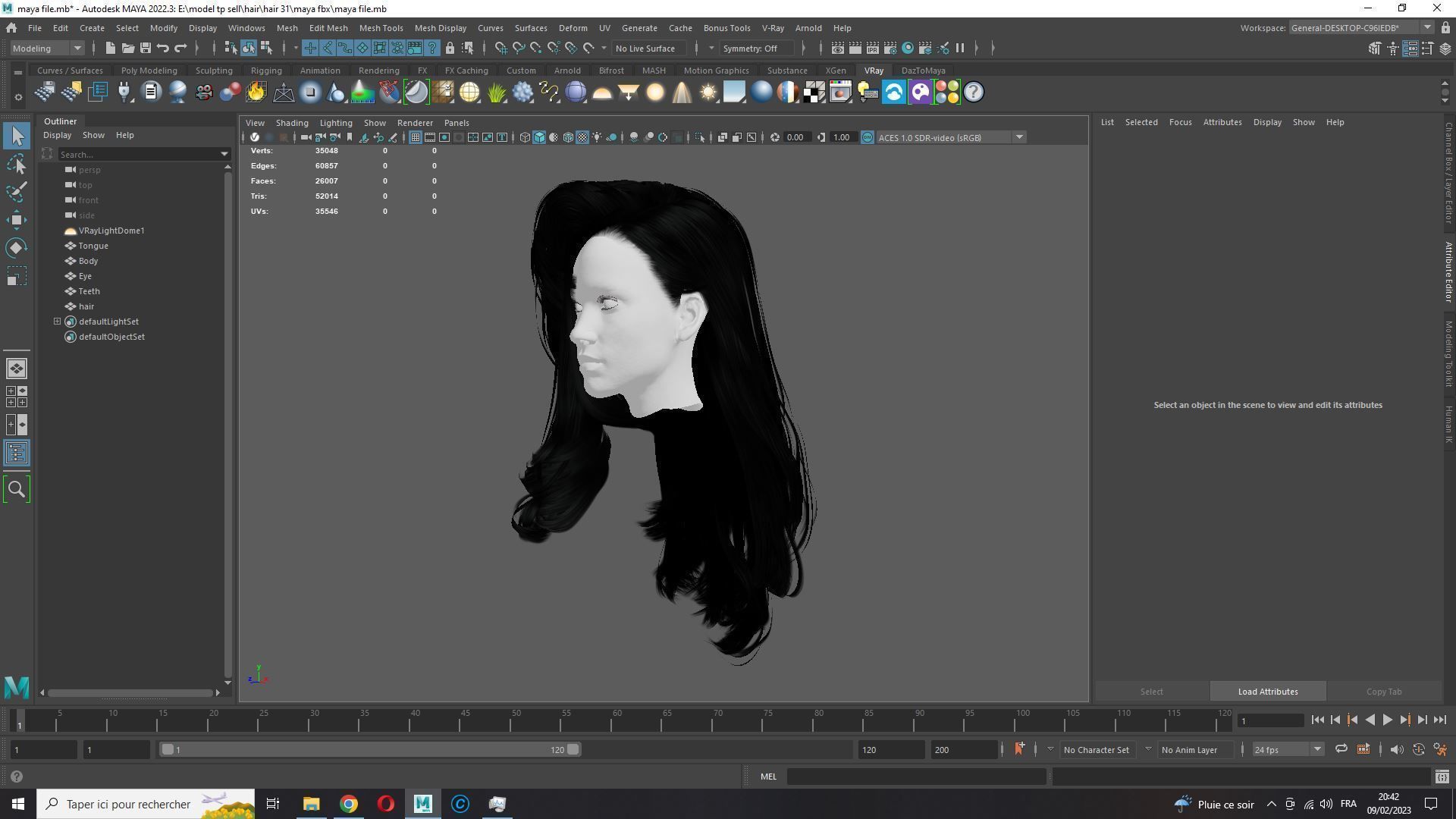 Realistic long hair female Low-poly 3D model_19