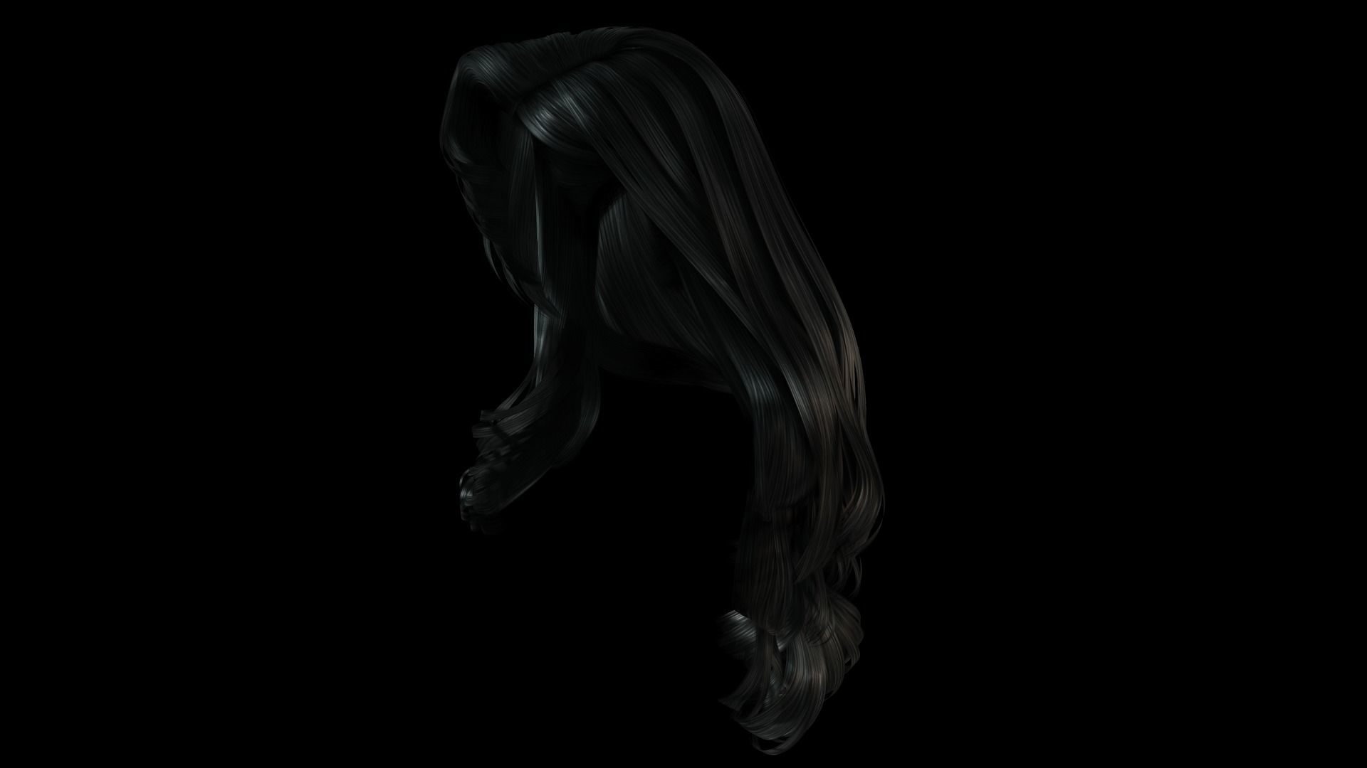 Realistic long hair female Low-poly 3D model_12