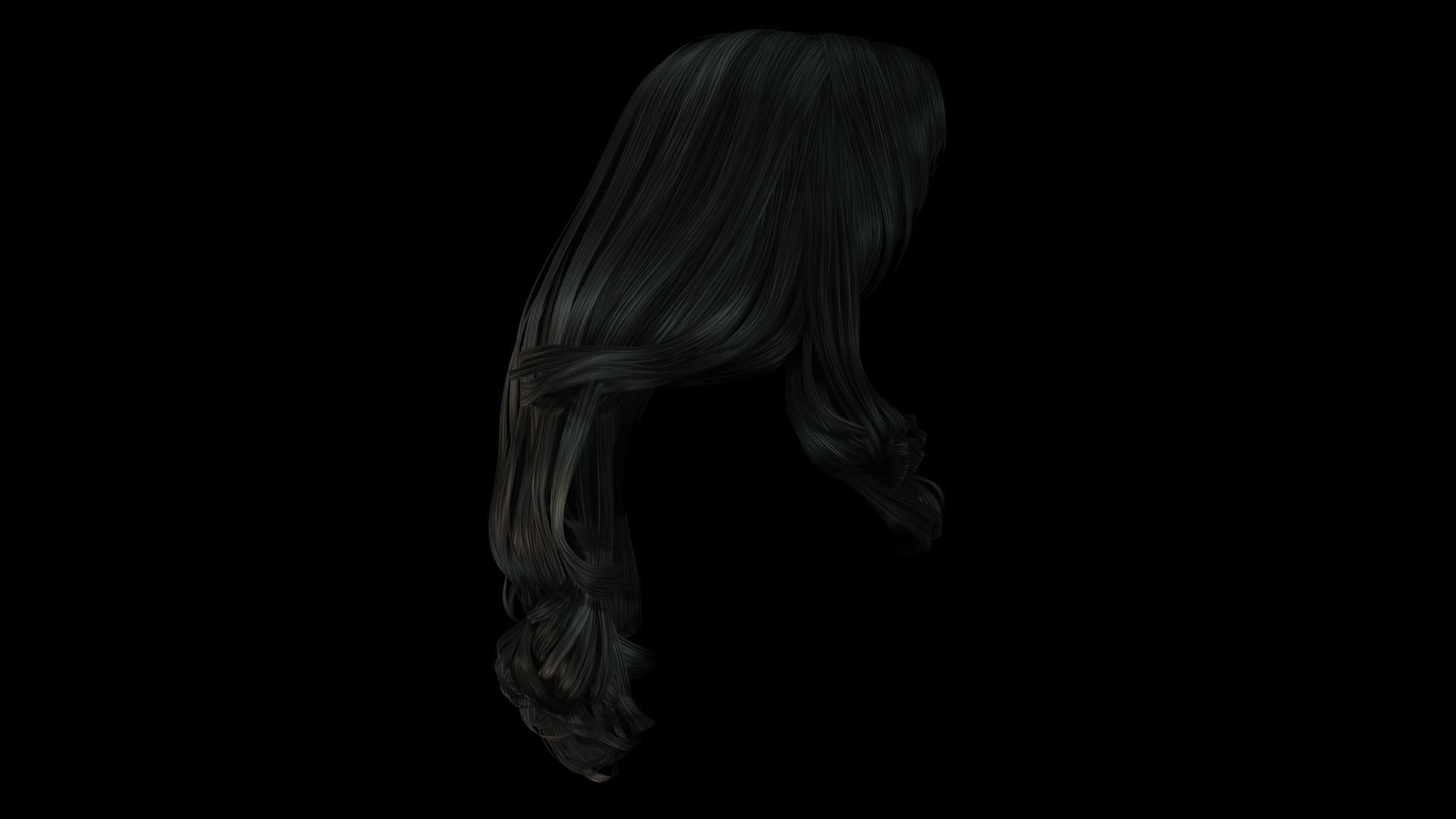 Realistic long hair female Low-poly 3D model_8