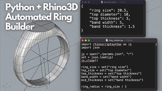 Python Script for Rhino3D Automated Ring Builder 3D model 3D printable ...