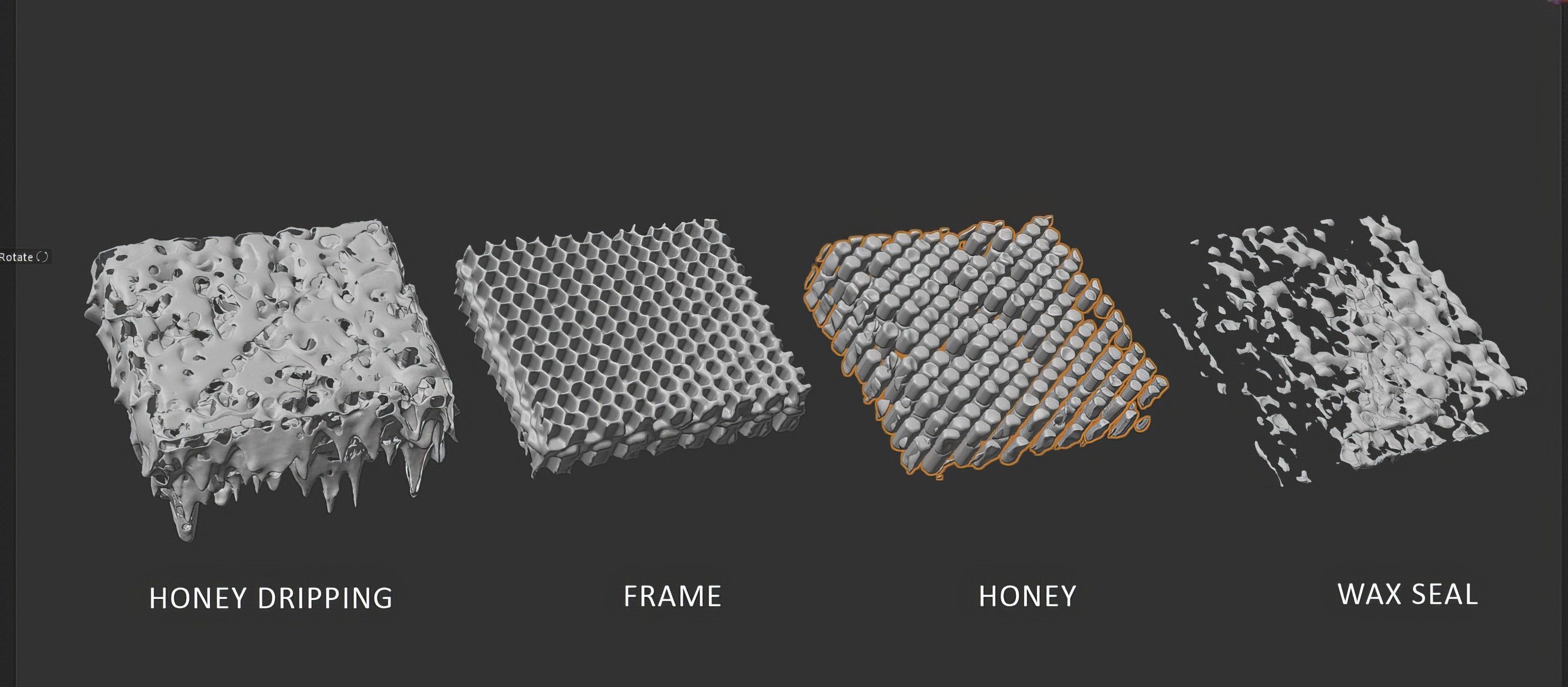 Honeycomb beeswax 3D model_8