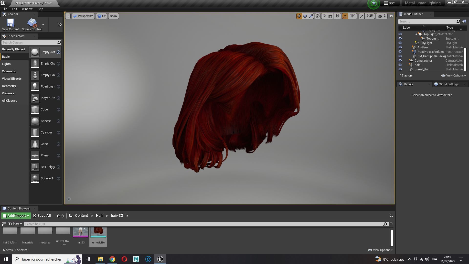 Realistic female hair Low-poly 3D model_24