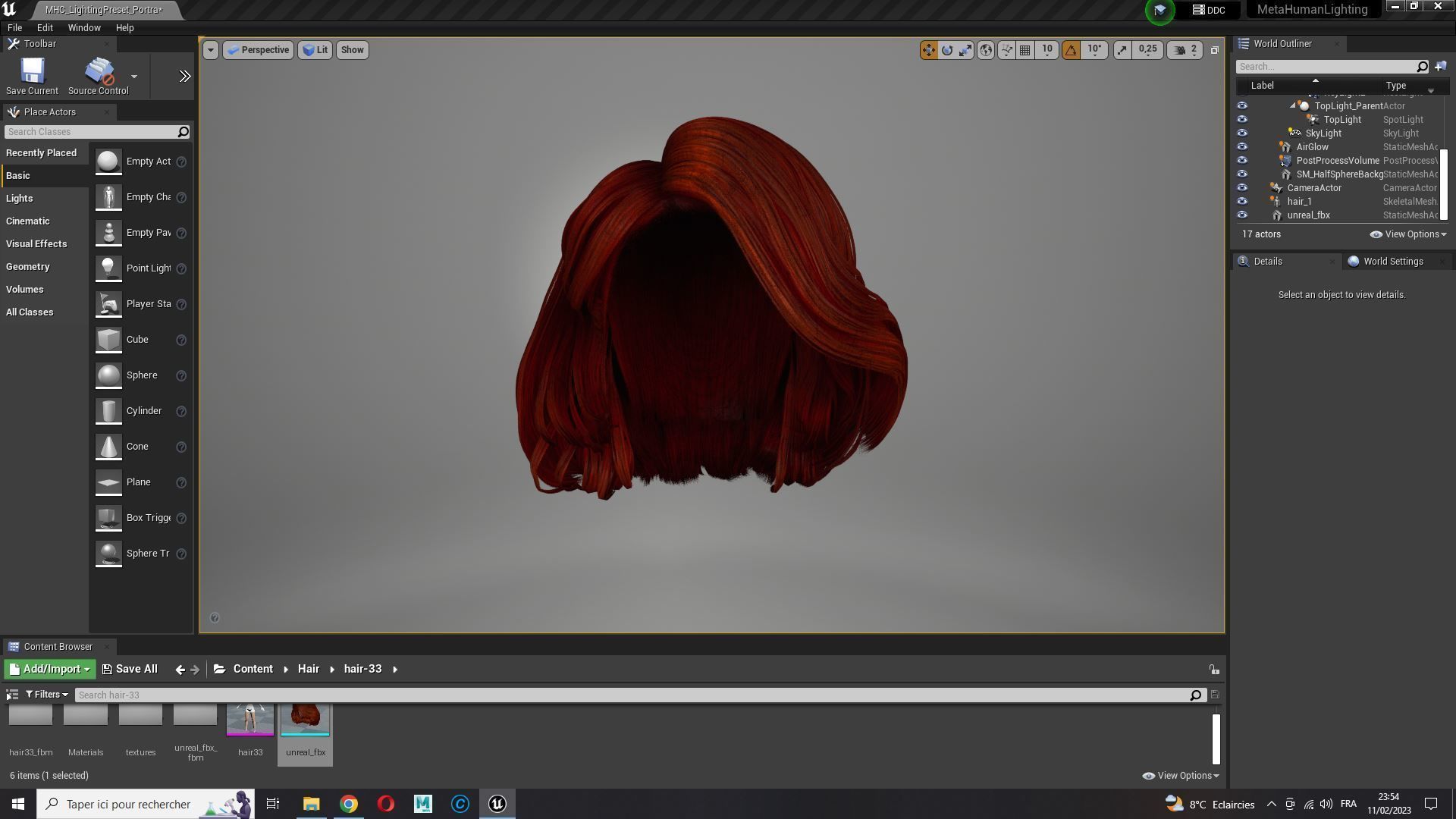 Realistic female hair Low-poly 3D model_23