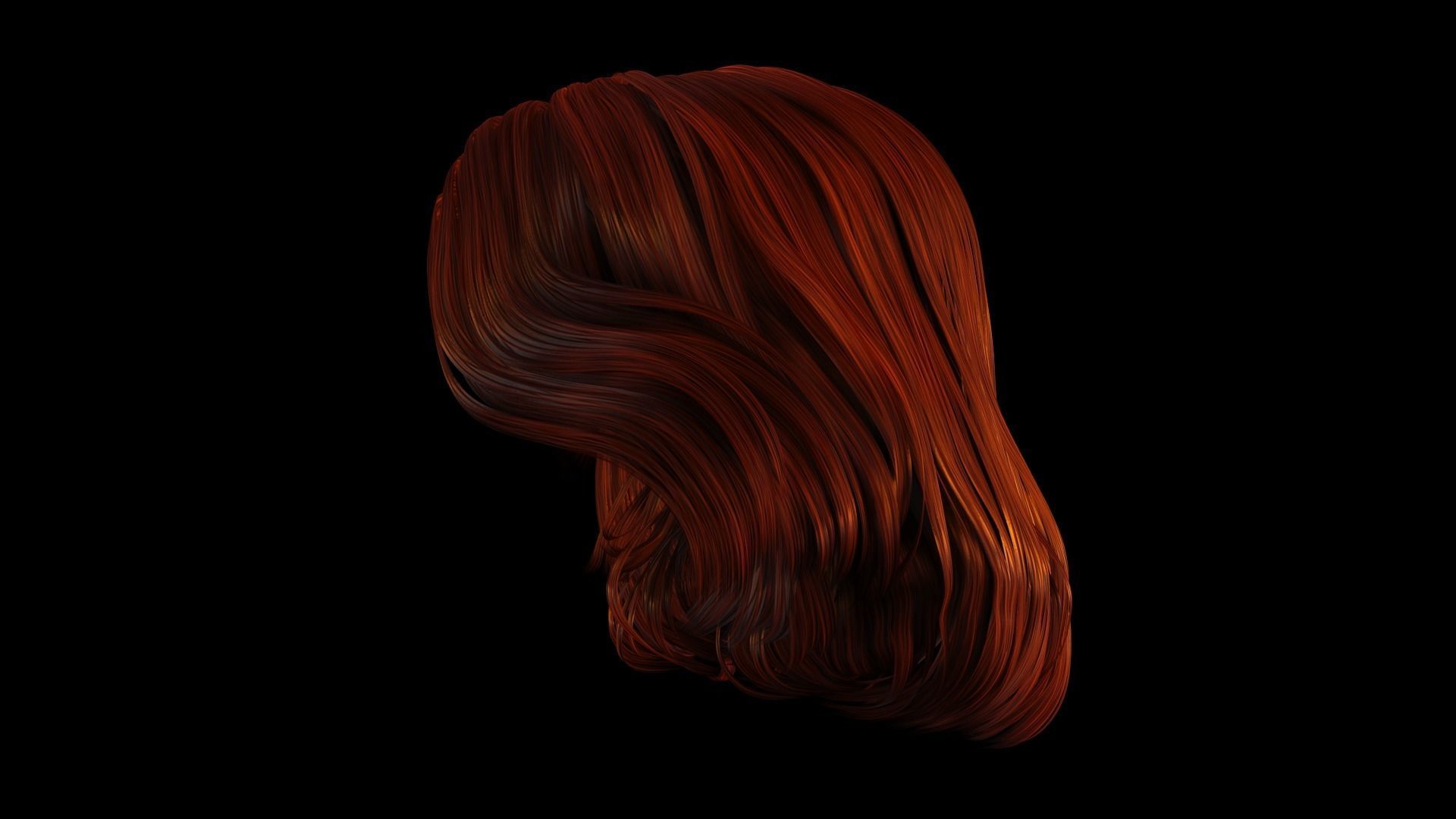 Realistic female hair Low-poly 3D model_11
