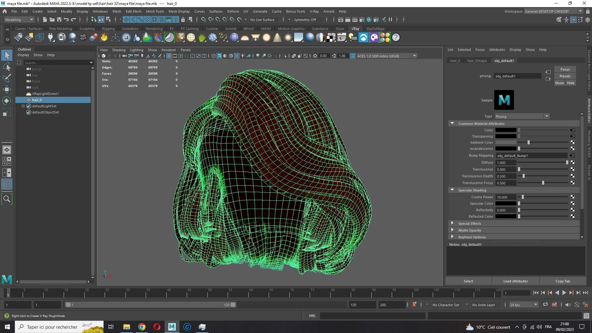 Realistic female hair Low-poly 3D model_22