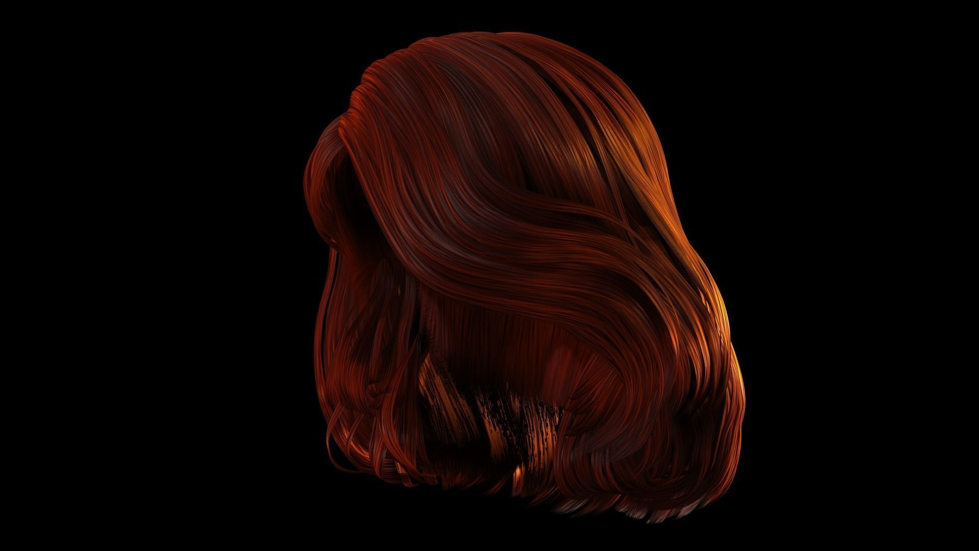 Realistic female hair Low-poly 3D model_10