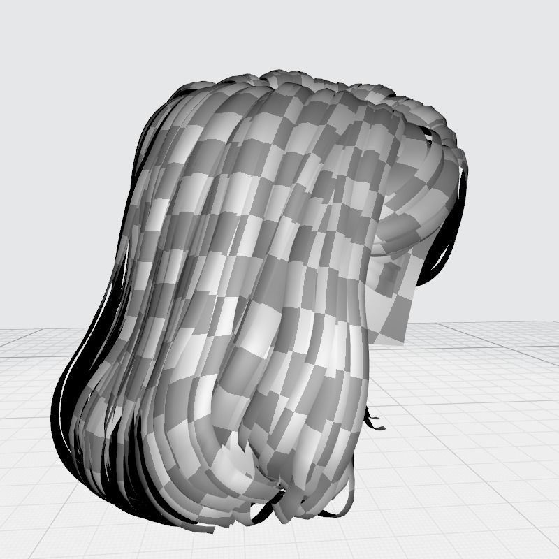 Realistic female hair Low-poly 3D model_31