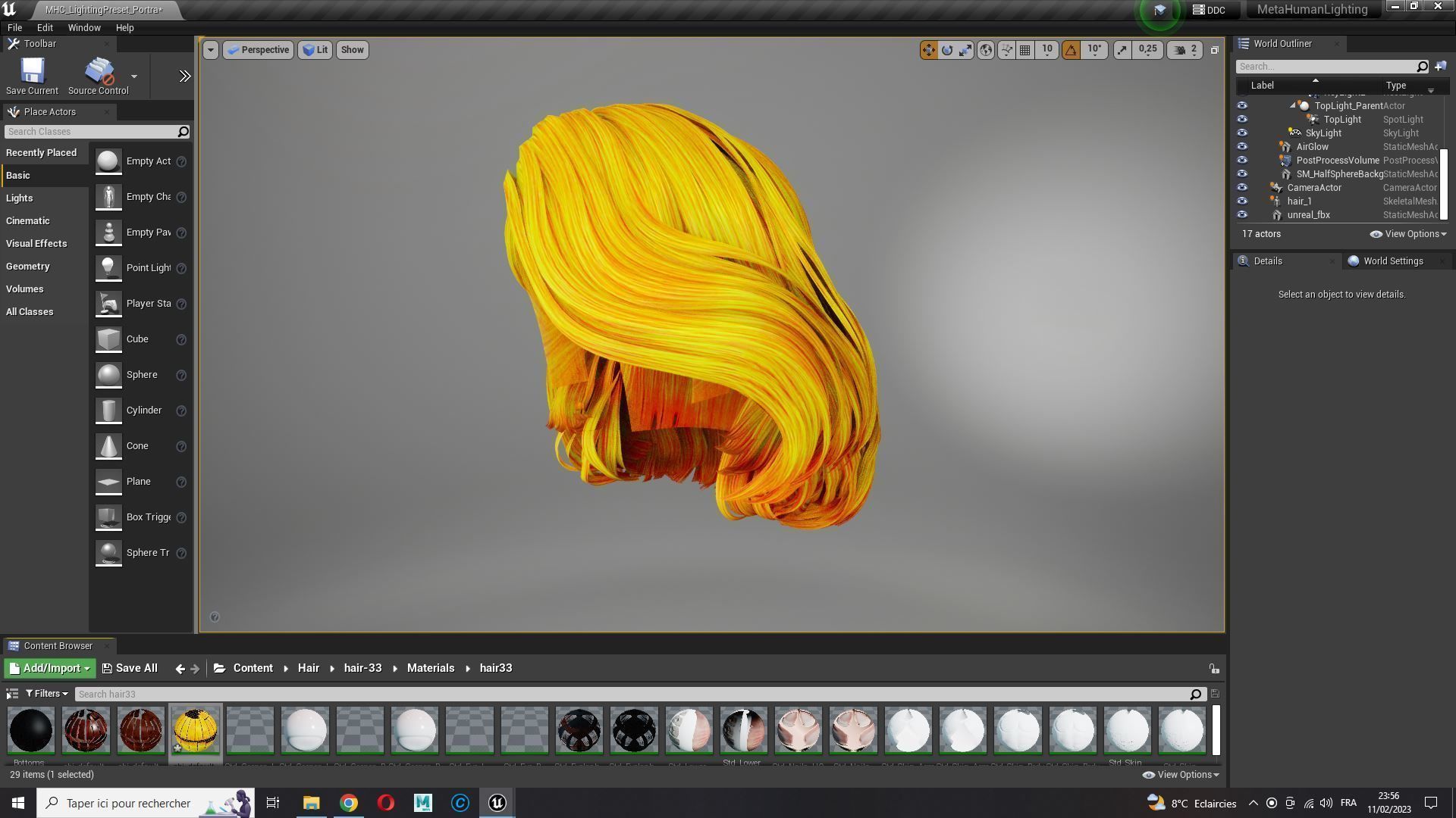 Realistic female hair Low-poly 3D model_25
