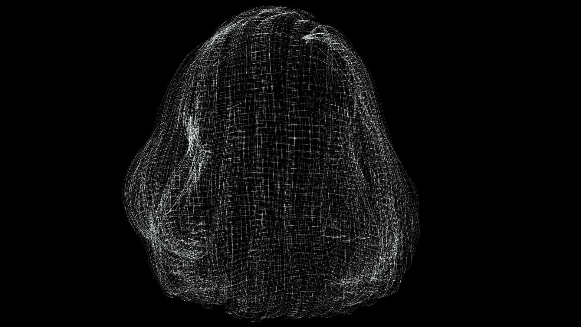 Realistic female hair Low-poly 3D model_16