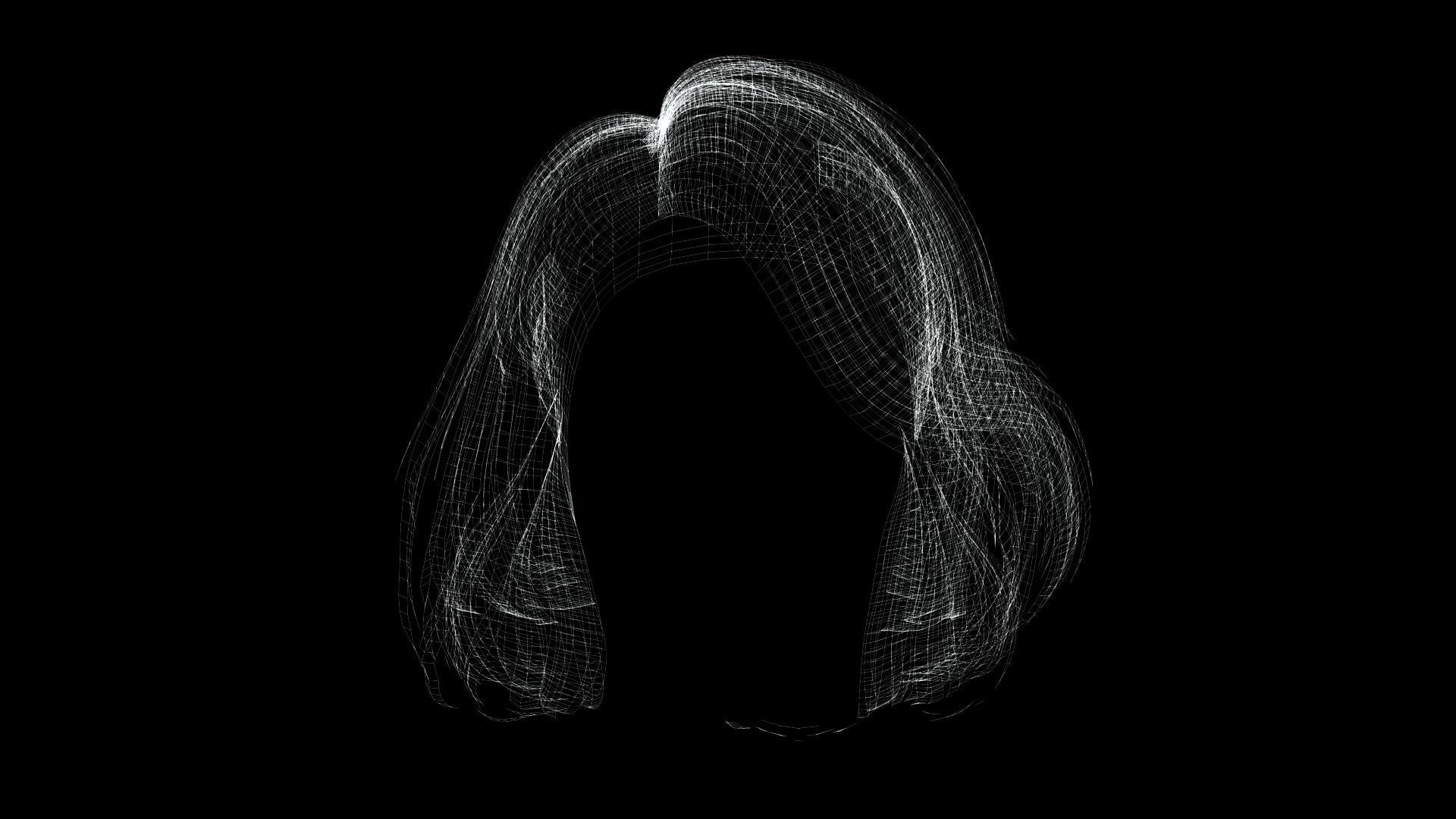 Realistic female hair Low-poly 3D model_15