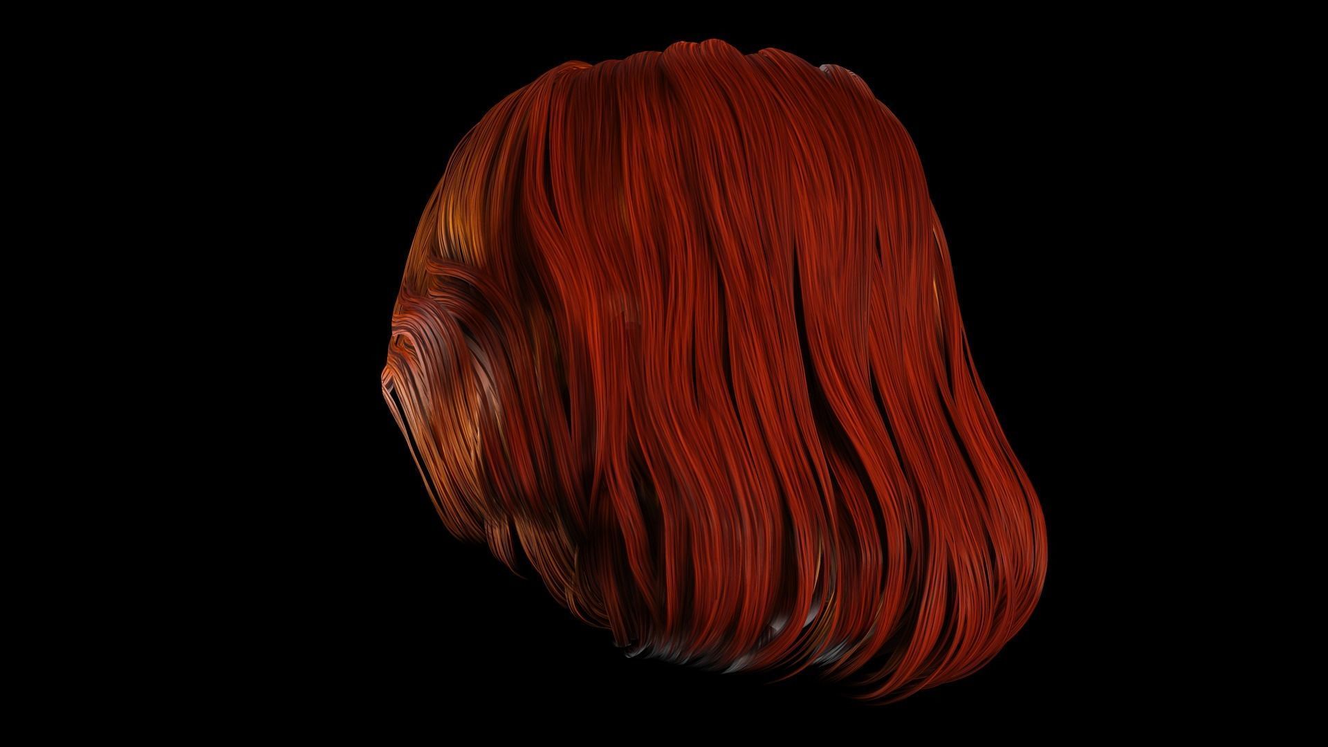 Realistic female hair Low-poly 3D model_13
