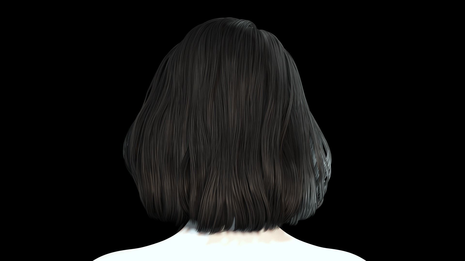 Realistic female hair Low-poly 3D model_6
