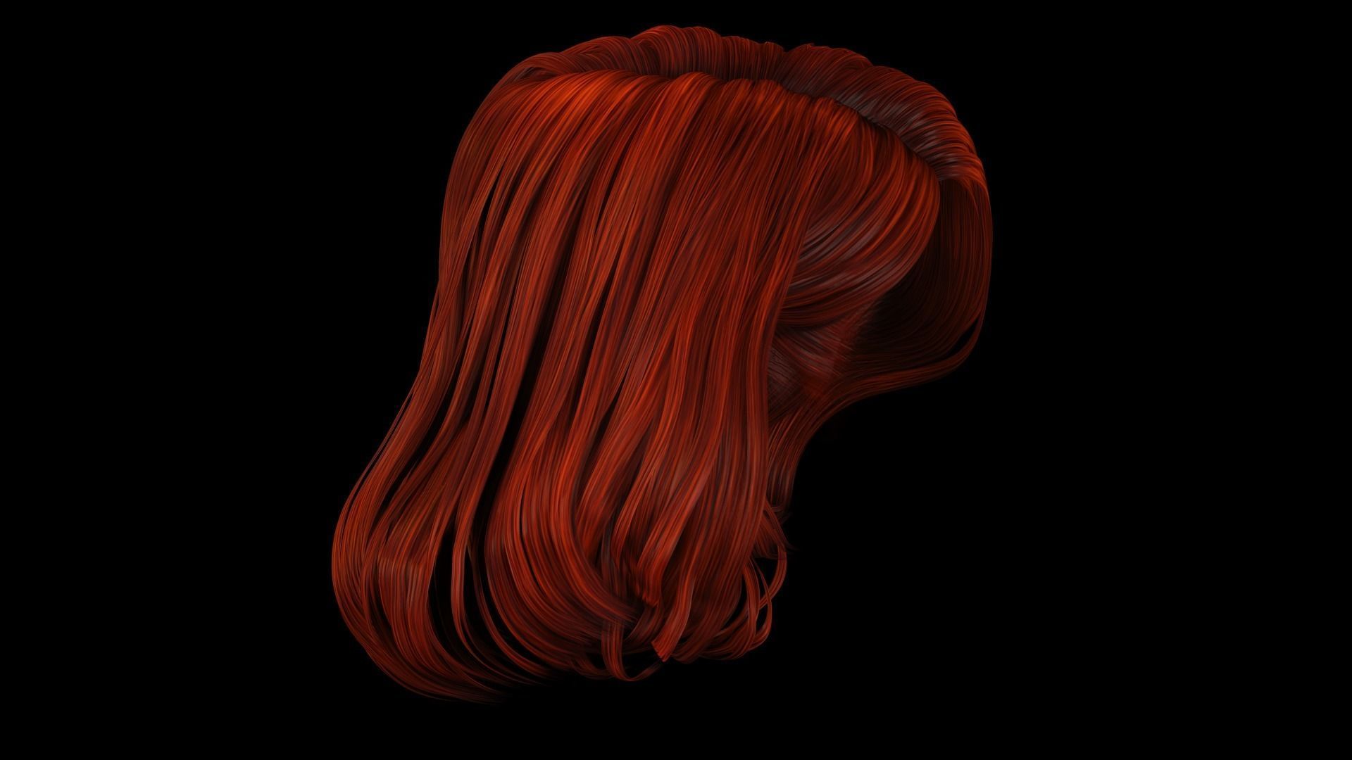 Realistic female hair Low-poly 3D model_8
