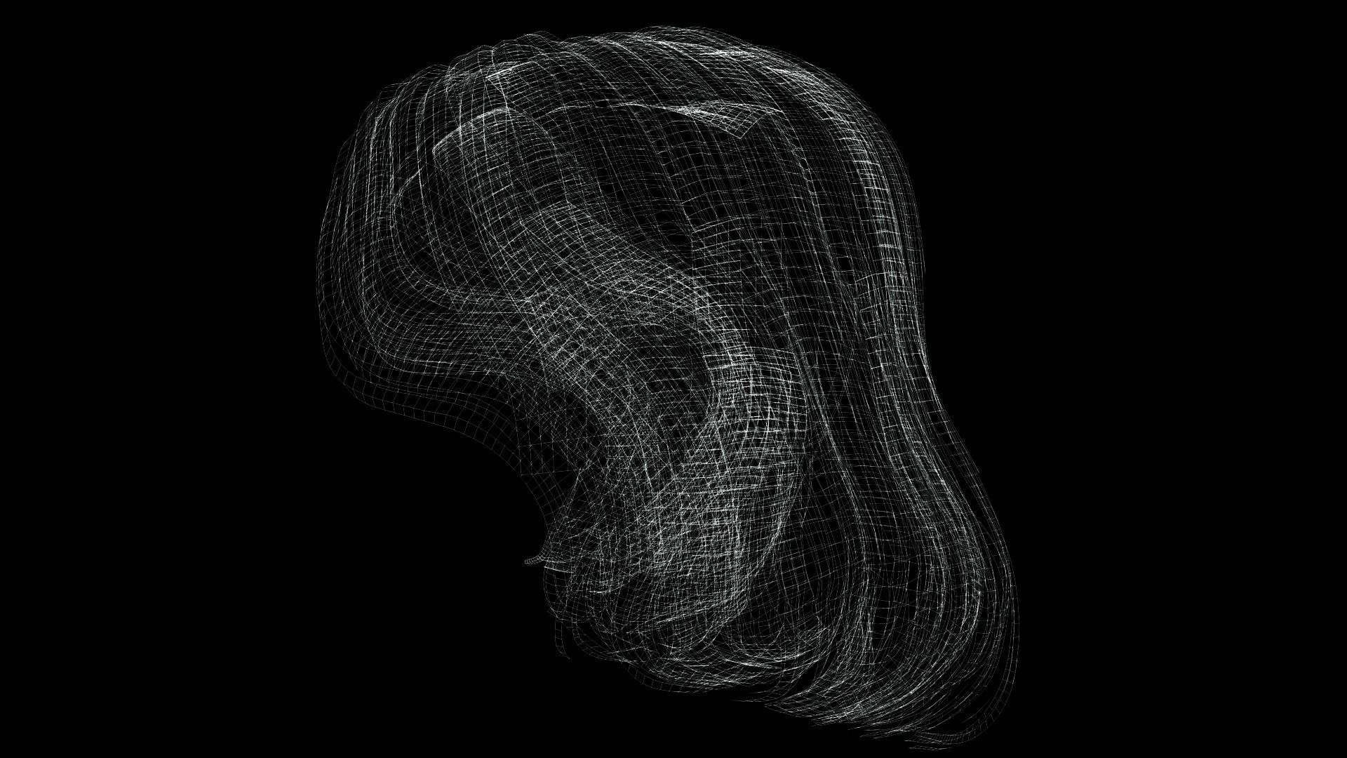 Realistic female hair Low-poly 3D model_14