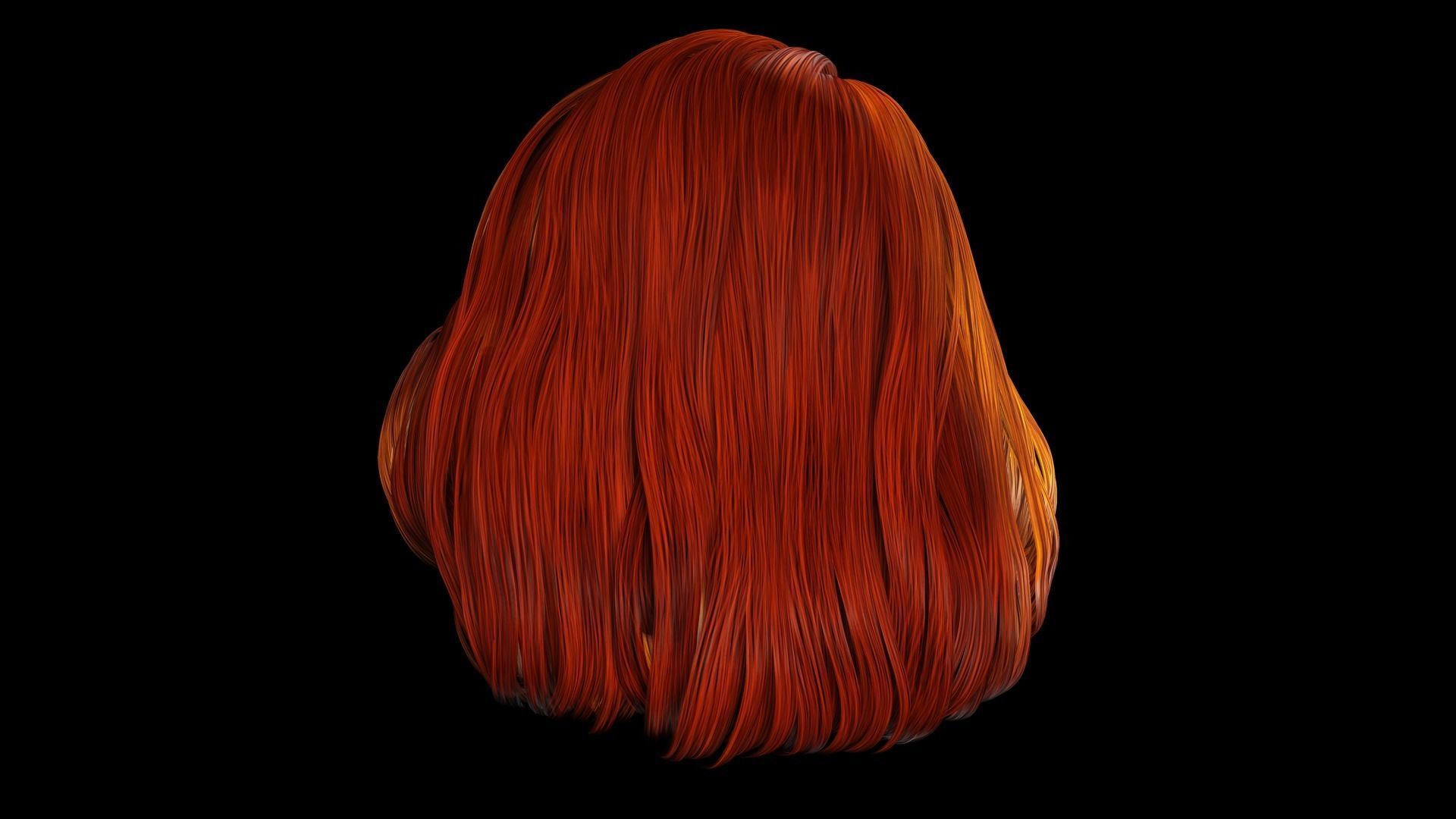 Realistic female hair Low-poly 3D model_12