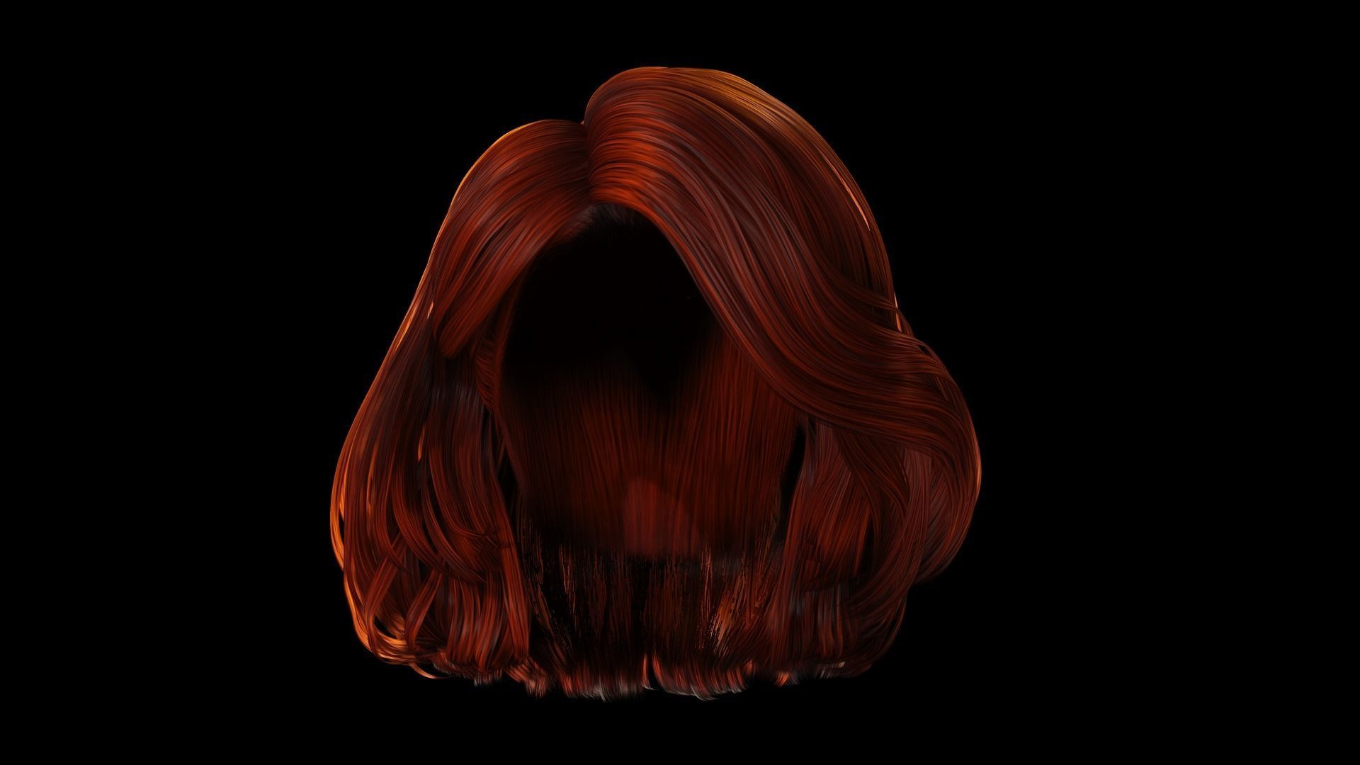 Realistic female hair Low-poly 3D model_9