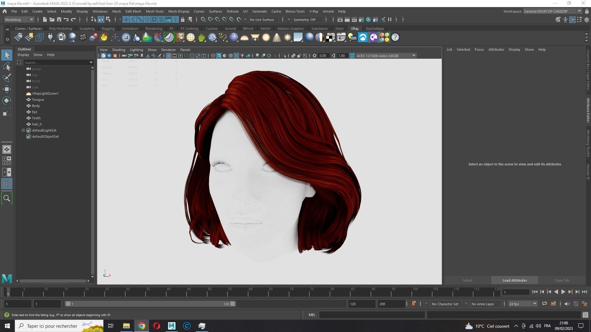 Realistic female hair Low-poly 3D model_21
