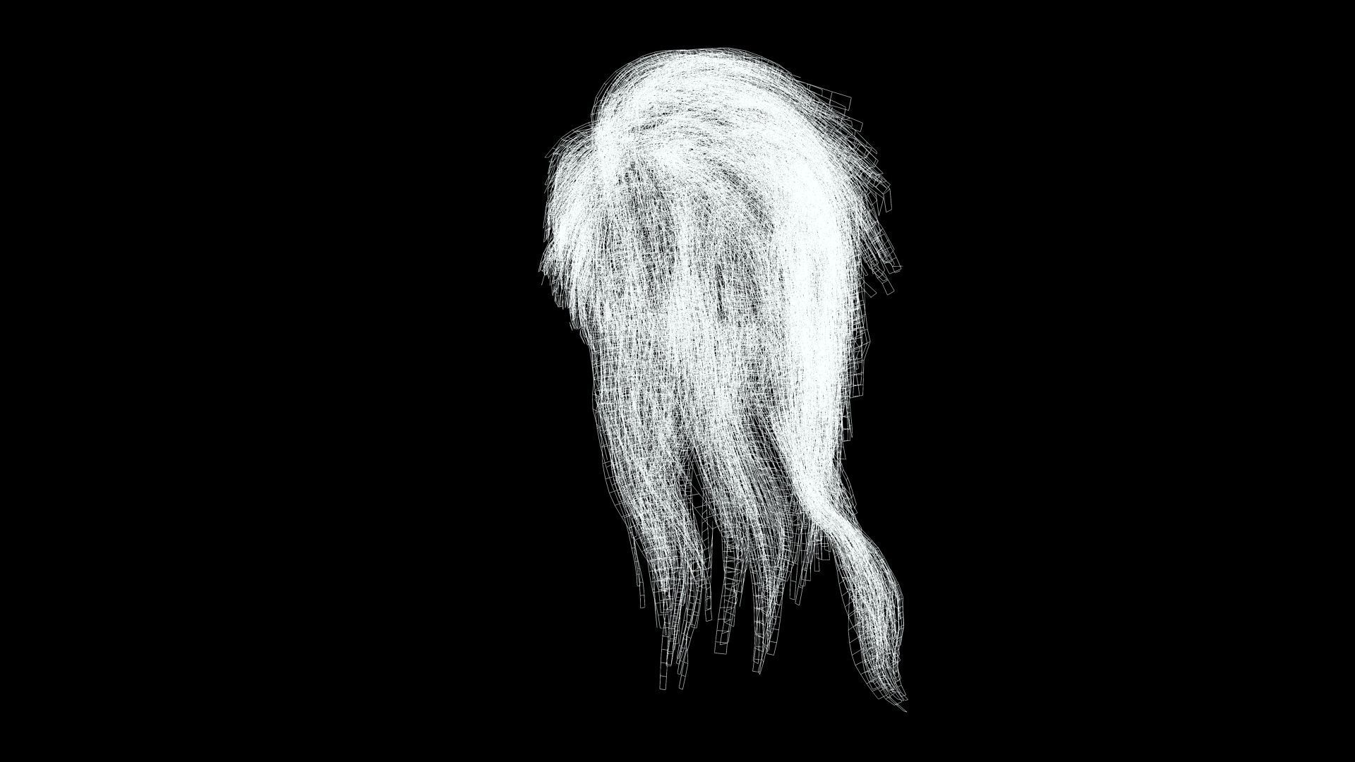 Realistic hair cyberpunk long Low-poly 3D model_11