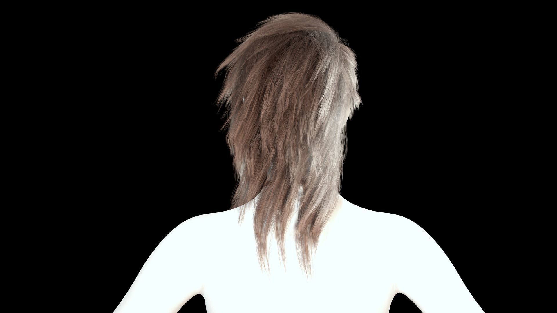 Realistic hair cyberpunk long Low-poly 3D model_5