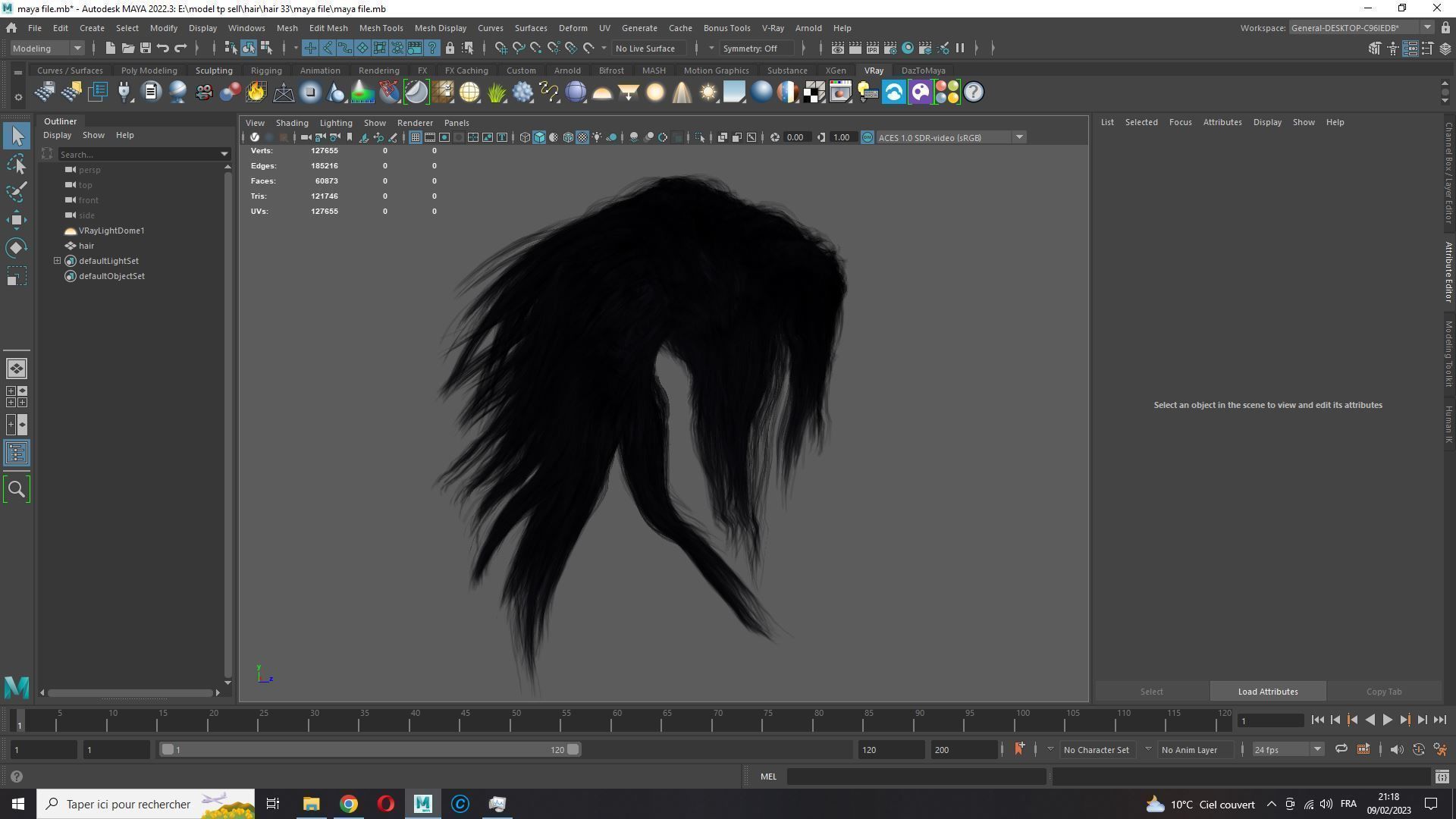 Realistic hair cyberpunk long Low-poly 3D model_18