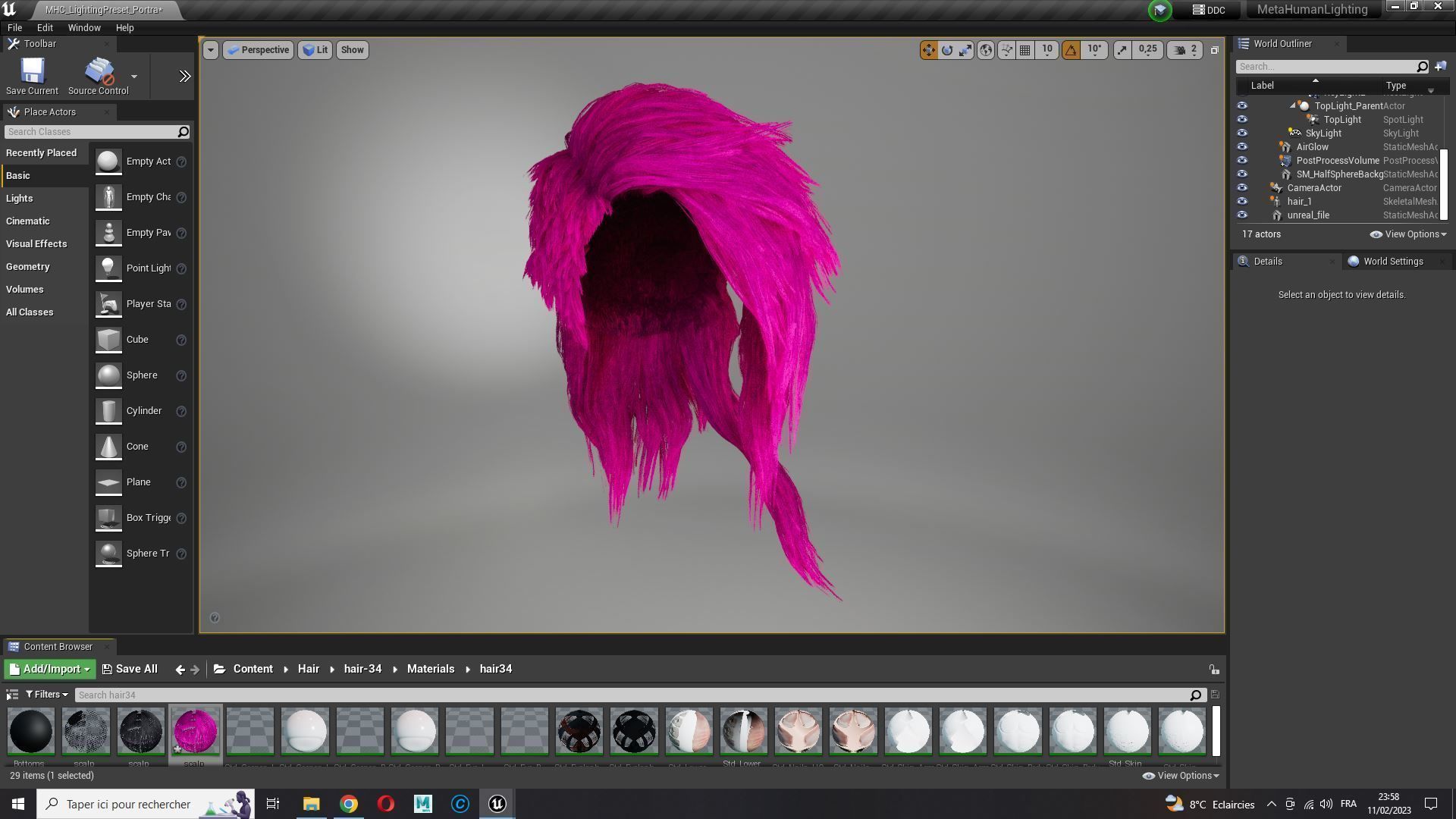 Realistic hair cyberpunk long Low-poly 3D model_20