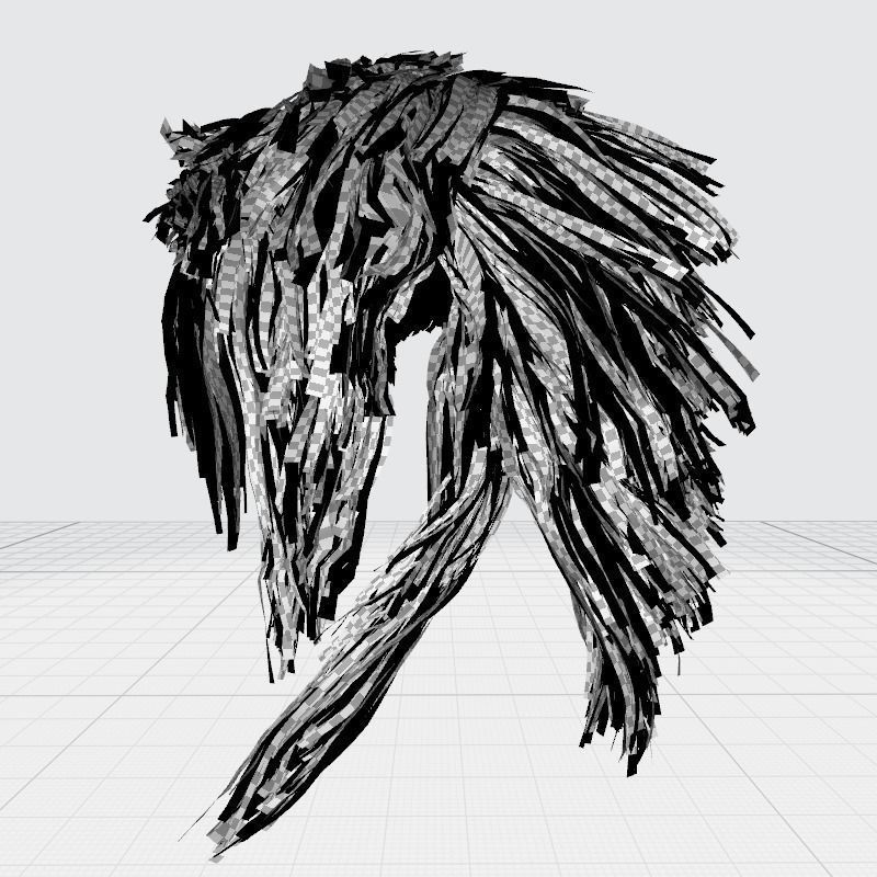 Realistic hair cyberpunk long Low-poly 3D model_26