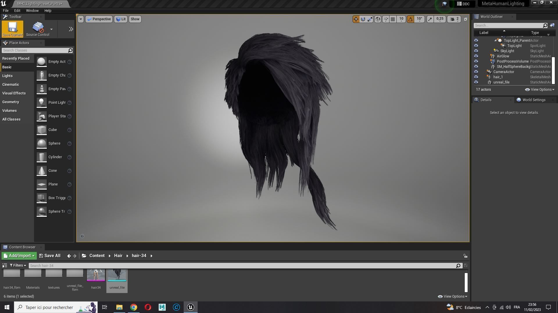 Realistic hair cyberpunk long Low-poly 3D model_21