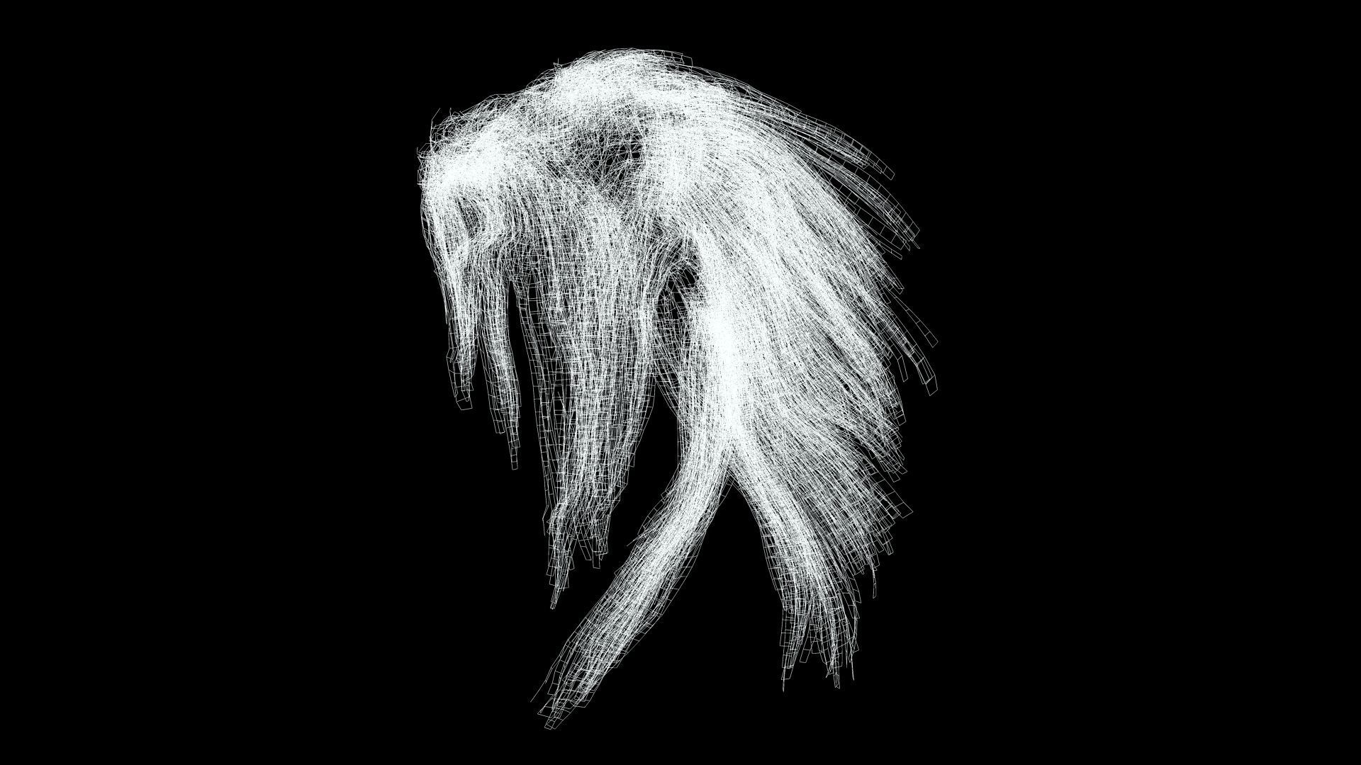 Realistic hair cyberpunk long Low-poly 3D model_12