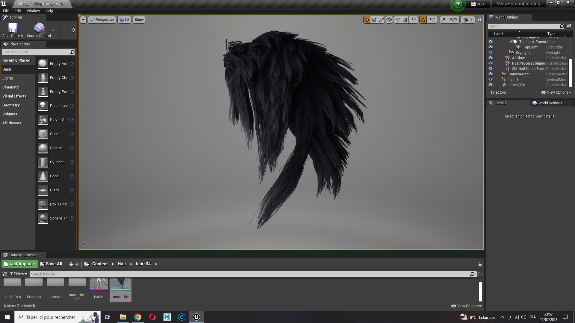 Realistic hair cyberpunk long Low-poly 3D model_19