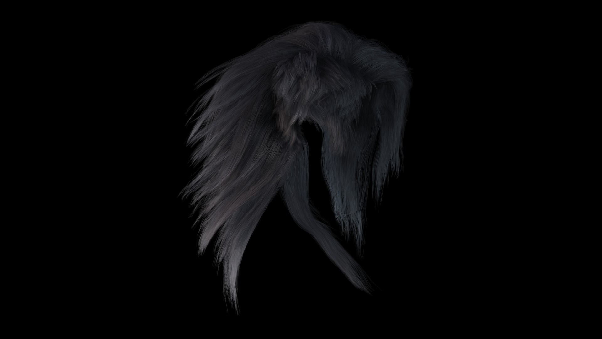 Realistic hair cyberpunk long Low-poly 3D model_10