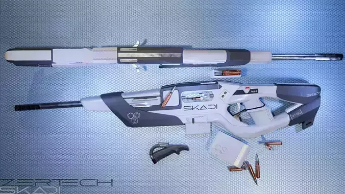 ZerTech SKADI the future rifle gun Low-poly 3D model