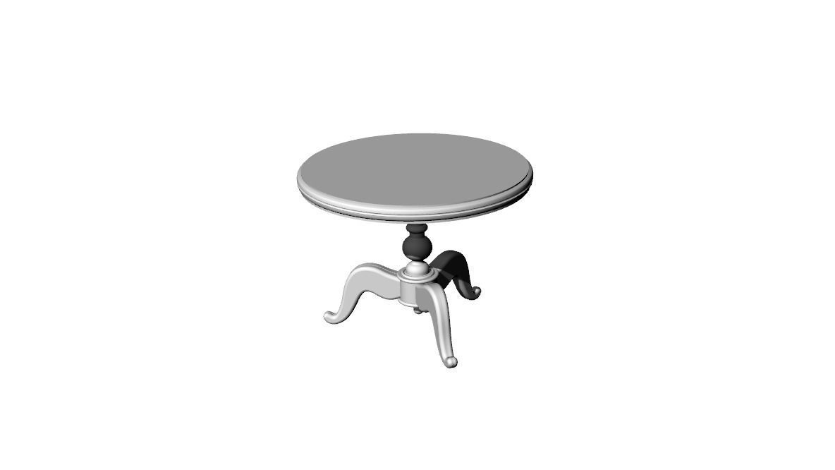 Dolls House Miniature Victorian Round Table and Chairs 3D print model_3