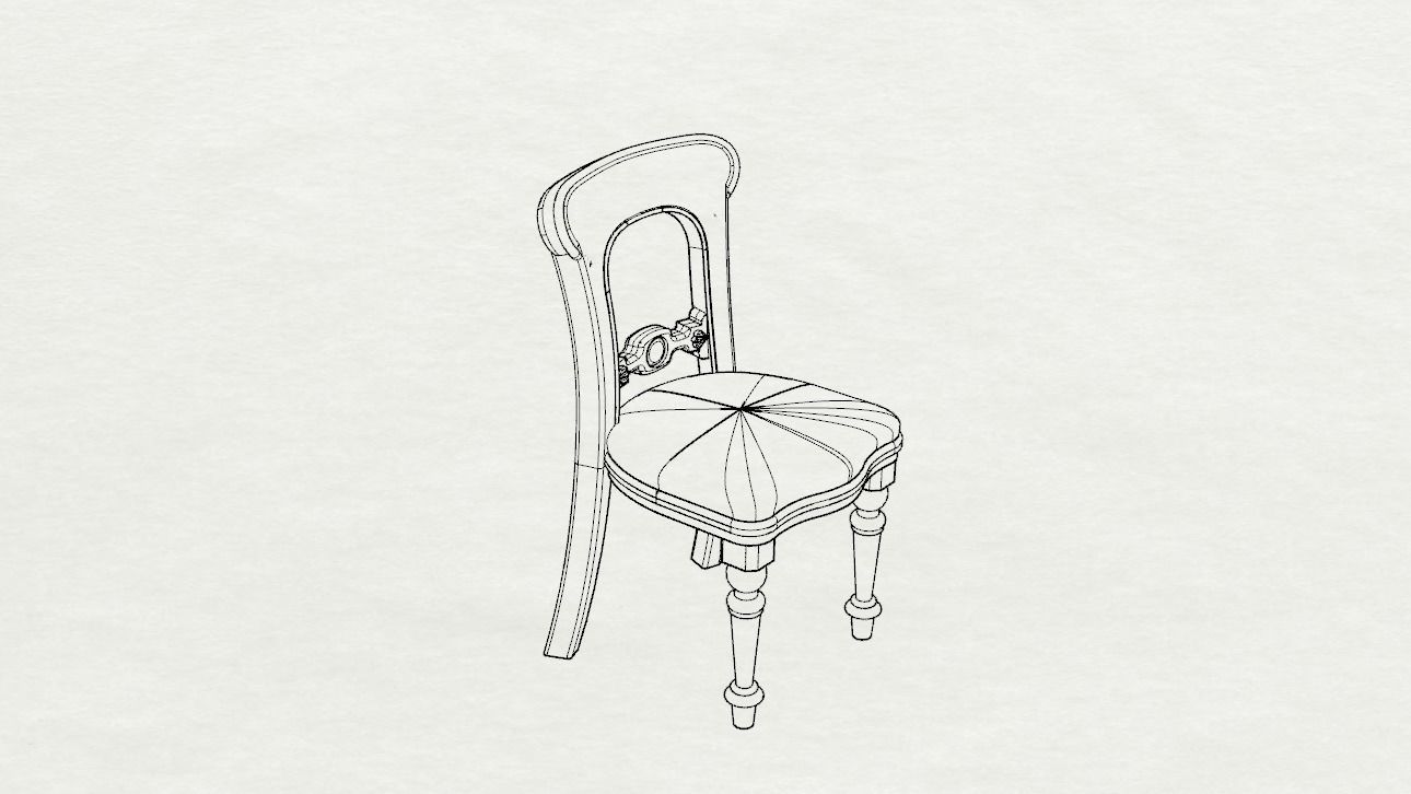 Dolls House Miniature Victorian Round Table and Chairs 3D print model_2