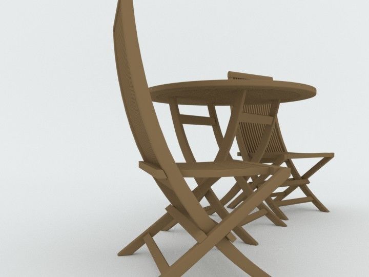 Table with chairs 3D model_3