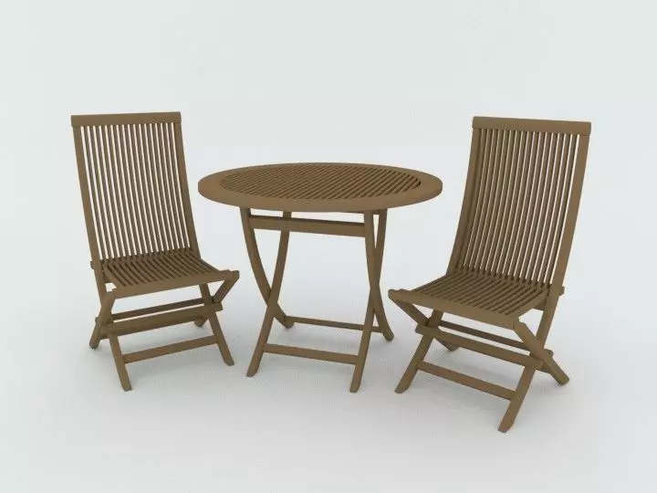 Table with chairs 3D model_0