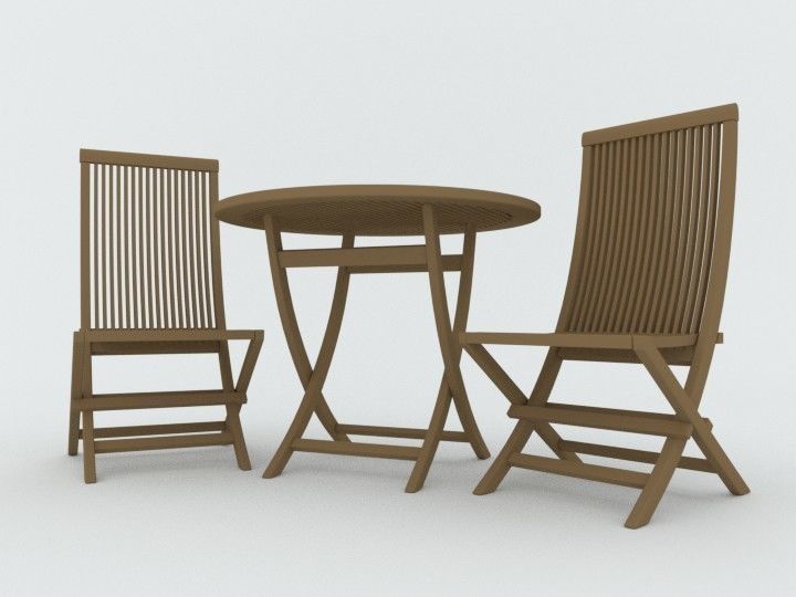 Table with chairs 3D model_2