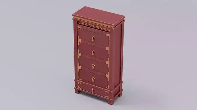 Chinese Trade Furniture Kit - 03 BookCase C Low-poly 3D model