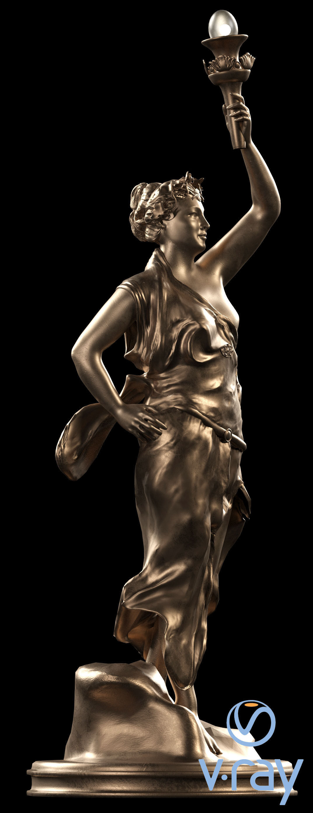 Greek Statue Female Low-poly 3D model_2