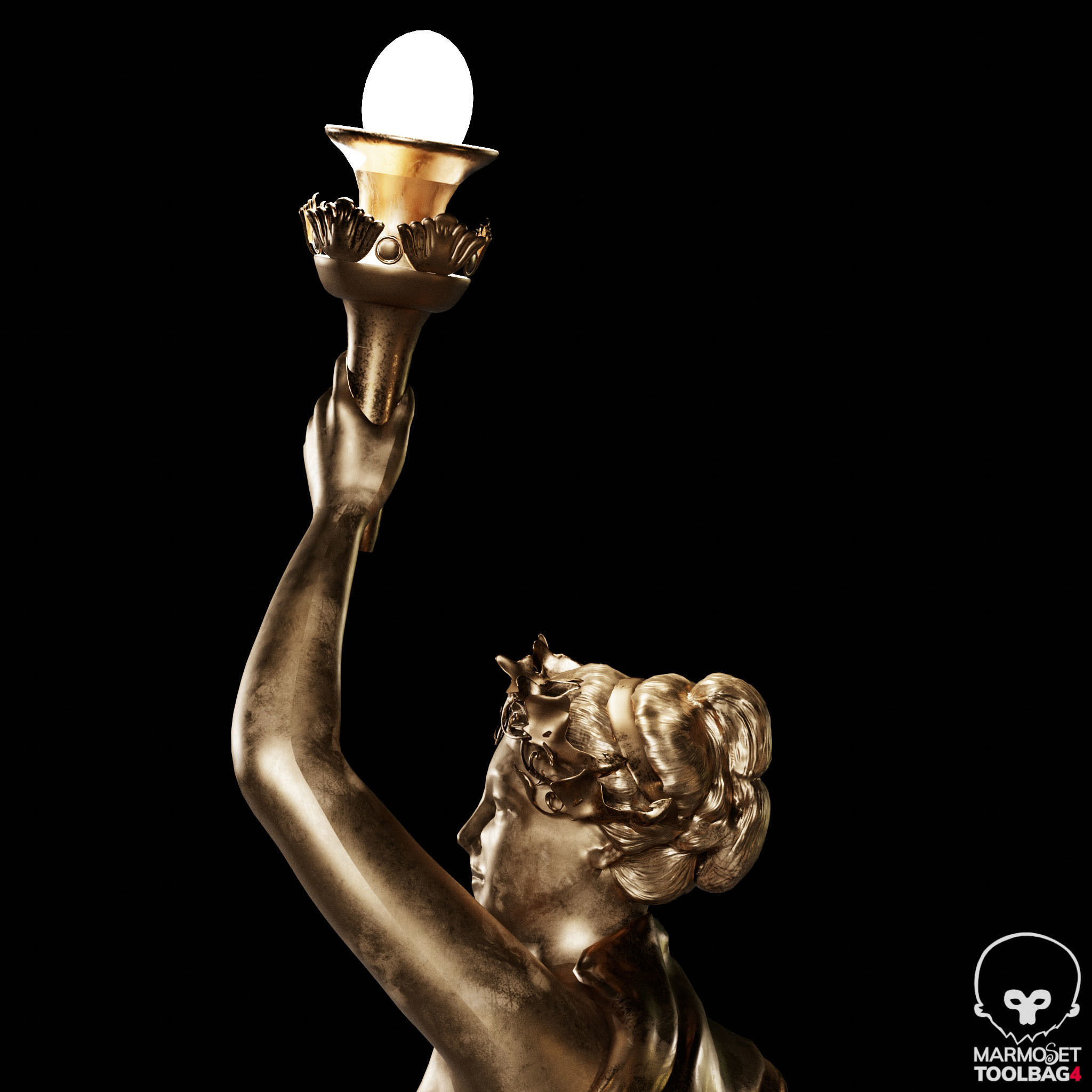 Greek Statue Female Low-poly 3D model_14