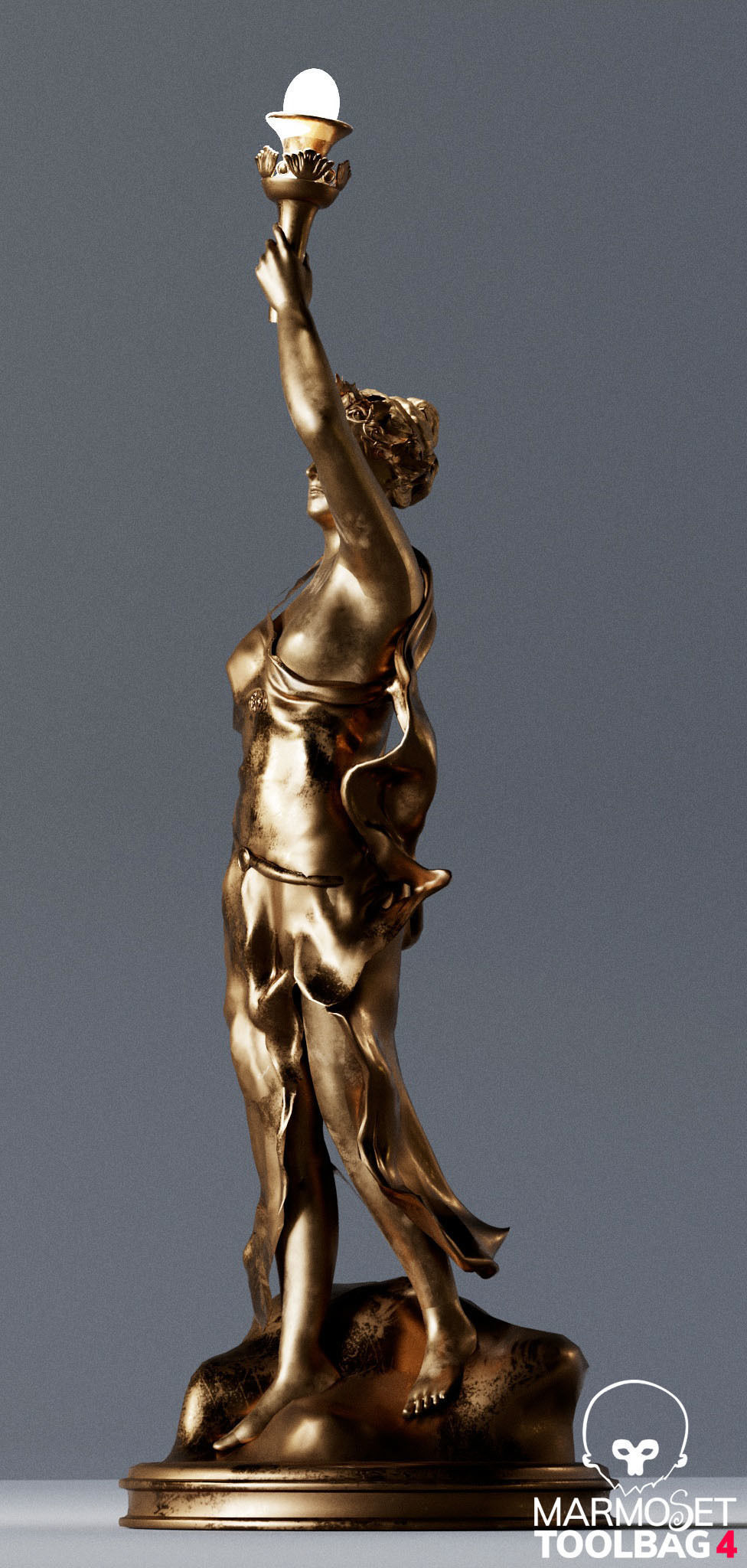 Greek Statue Female Low-poly 3D model_11