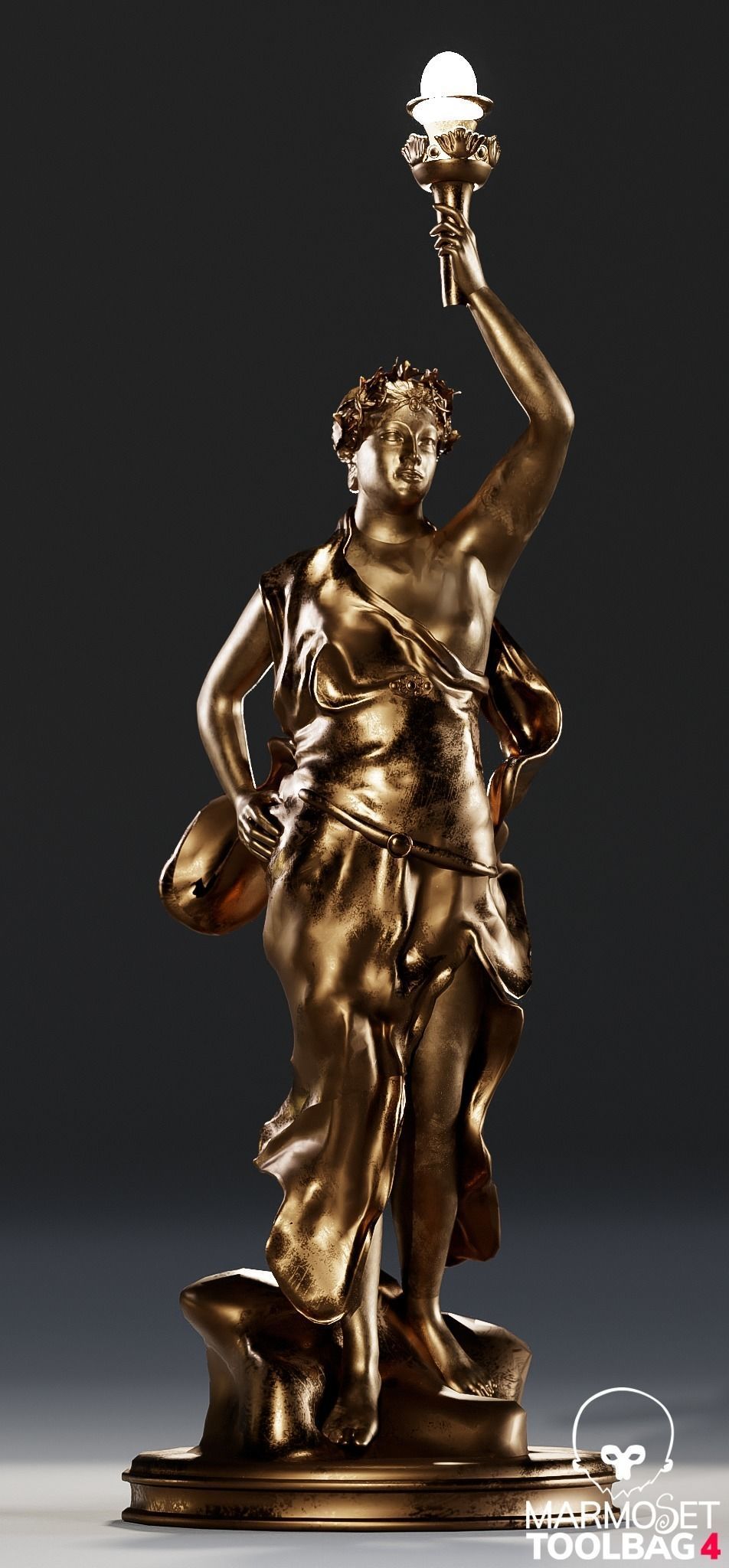 Greek Statue Female Low-poly 3D model_10