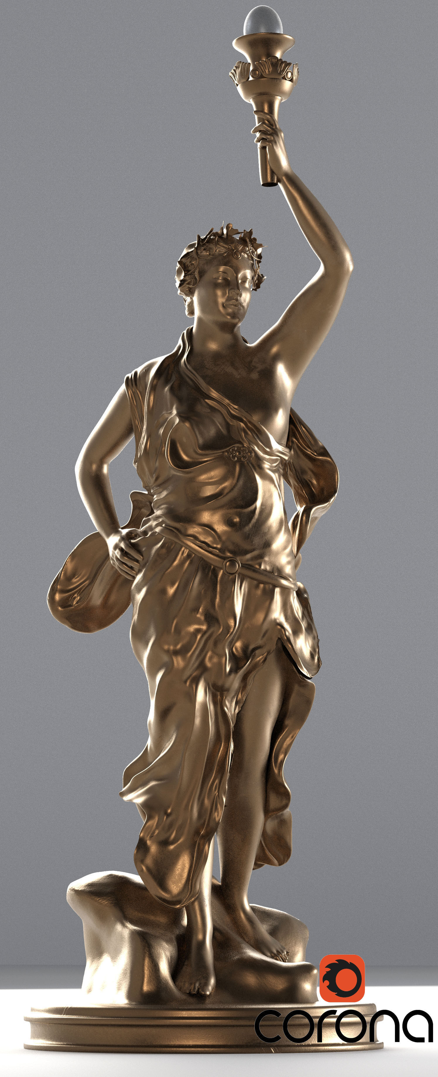 Greek Statue Female Low-poly 3D model_5